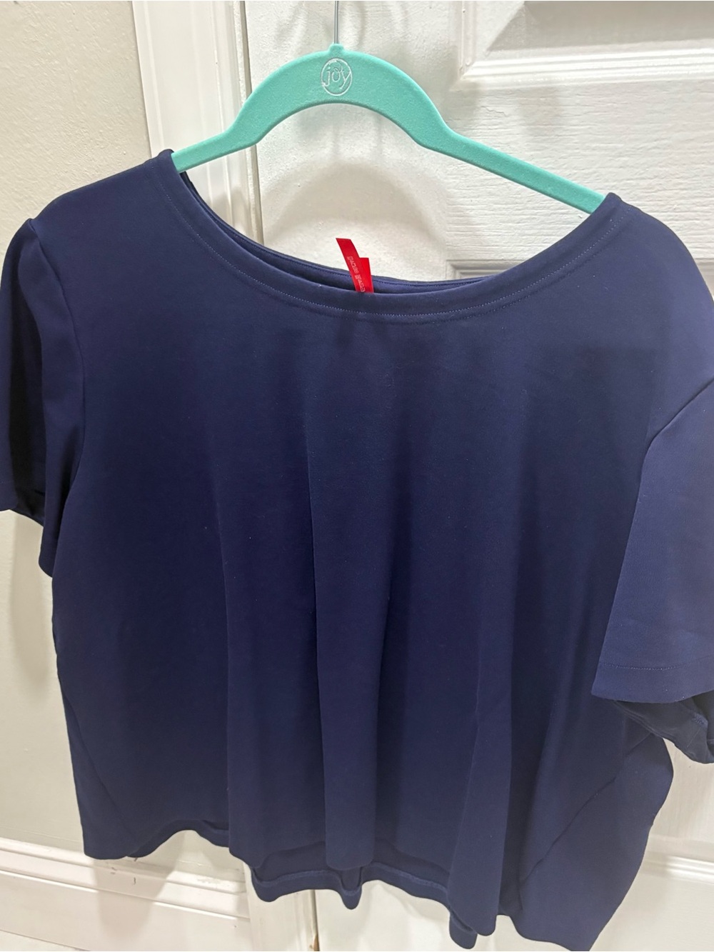 SPANX Navy Short-Sleeve Scoop Neck Top 2X